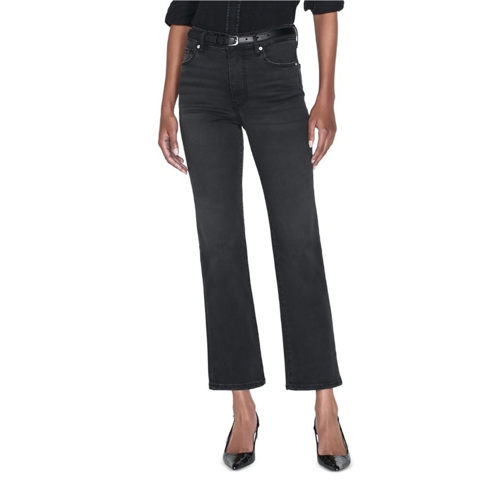 FRAME Le Sleek Straight High Rise Cropped Jeans Kerry Black LSLS208 Womens 32